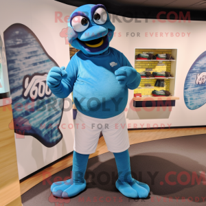 Blå Anaconda maskot kostume...