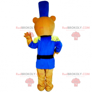Teddy bear mascot in blue soldier outfit - Redbrokoly.com