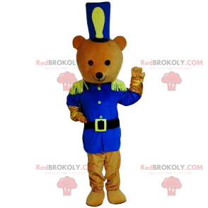 Bamse maskot i blå soldat outfit - Redbrokoly.com