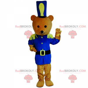 Teddy bear mascot in blue soldier outfit - Redbrokoly.com