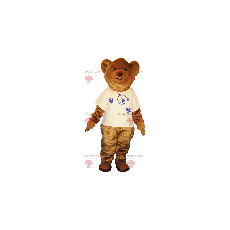 Mascotte d'ourson marron avec teeshirt - Redbrokoly.com