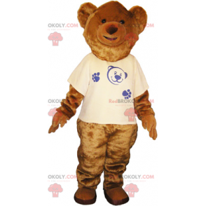 Maskot medvěd hnědý s tričkem - Redbrokoly.com