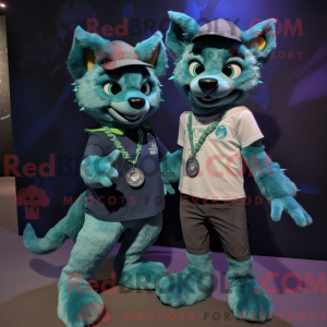 Teal Hyäne Maskottchen...