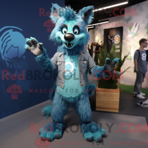 Teal Hyäne Maskottchen...