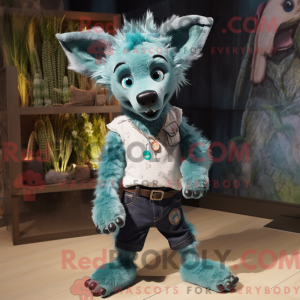Teal Hyäne Maskottchen...