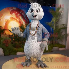 Fantasia de mascote de codorna prateada com calça flare e colares - Mascotes de codorna - REBROKO_299374 - RedBrokoly.com