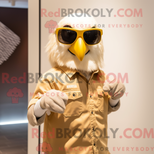Beige Eagle mascot costume...
