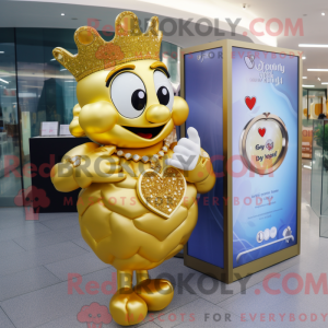 Gold Heart maskotdraktfigur...
