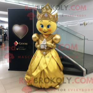 Gold Heart maskotdraktfigur...