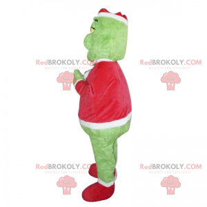 Grinch maskot ve vánočním oblečení - Redbrokoly.com