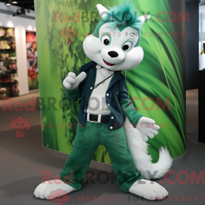 Grøn Skunk maskot kostume...
