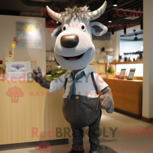 Grå ko maskot kostume...