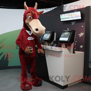Maroon Okapi mascot costume...