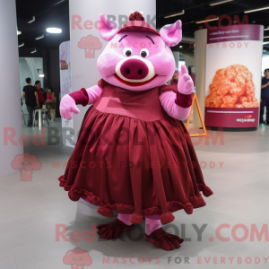 Maroon Pig-maskotdraktfigur...