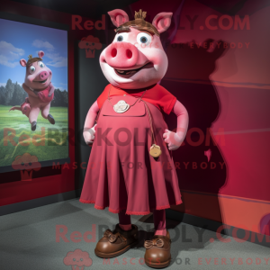 Maroon Pig-maskotdraktfigur...