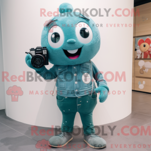 Postava maskota Teal Camera...