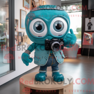 Postava maskota Teal Camera...