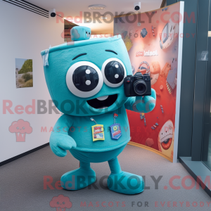 Postava maskota Teal Camera...