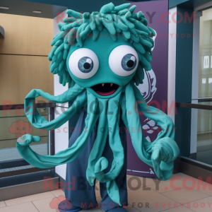 Blågrøn Medusa maskot...