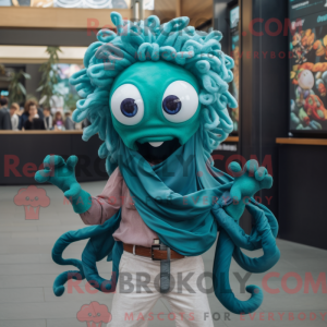 Blågrøn Medusa maskot...