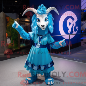 Blue Goat maskot kostume...