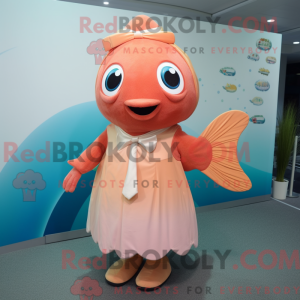 Peach Salmon maskot kostume...