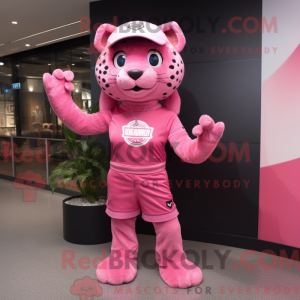 Pink Jaguar mascot costume...