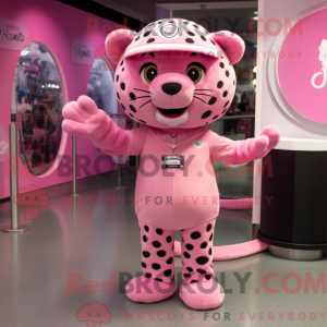 Roze Jaguar mascottekostuum...