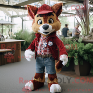 Maroon Lynx maskot kostume...