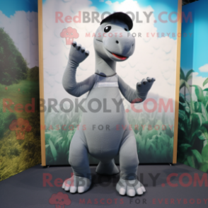 Fantasia de mascote de Braquiossauro cinza com macacão e gorros - Brachiosaurus mascotes - REBROKO_299879 - RedBrokoly.com