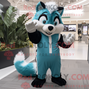 Cyan Skunk maskot kostume...