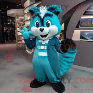 Cyan Skunk mascot costume...