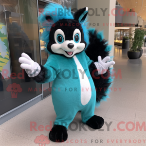 Cyan Skunk maskot kostume...