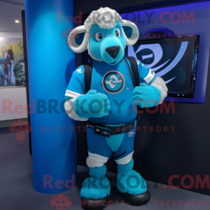 Cyan Ram mascot costume...