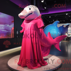 Magenta Beluga Whale maskot...