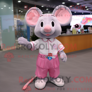 Pink Mouse maskot kostume...