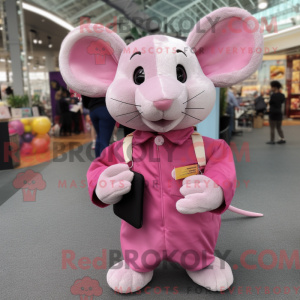 Pink Mouse maskot kostume...