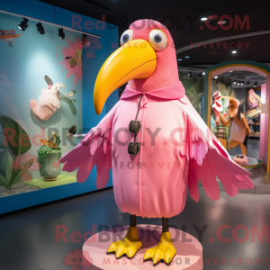 Pink Toucan mascot costume...