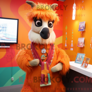 Orange lama maskot kostume...