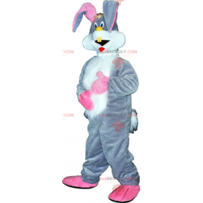 Mascotte coniglio grigio e grandi orecchie rosa - Redbrokoly.com