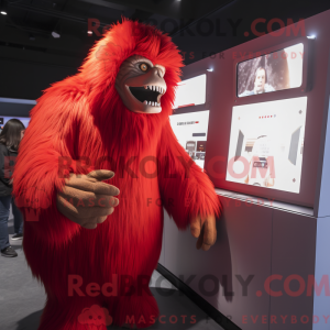 Rød Yeti maskot kostume...