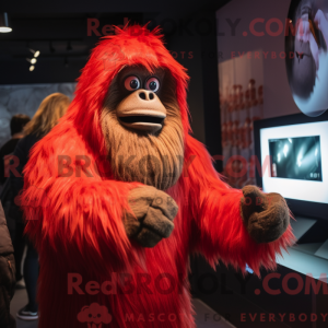 Rød Yeti maskot kostume...