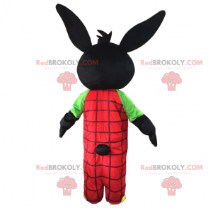 Mascotte lapin noir en salopette - Redbrokoly.com