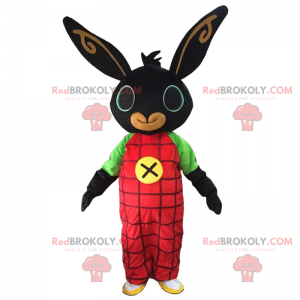 Mascotte lapin noir en salopette - Redbrokoly.com