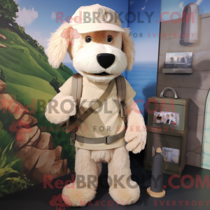 Beige hundemaskotdraktfigur...