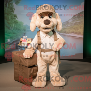 Beige hundemaskotdraktfigur...