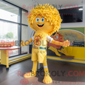 Gele pizza mascottekostuum...