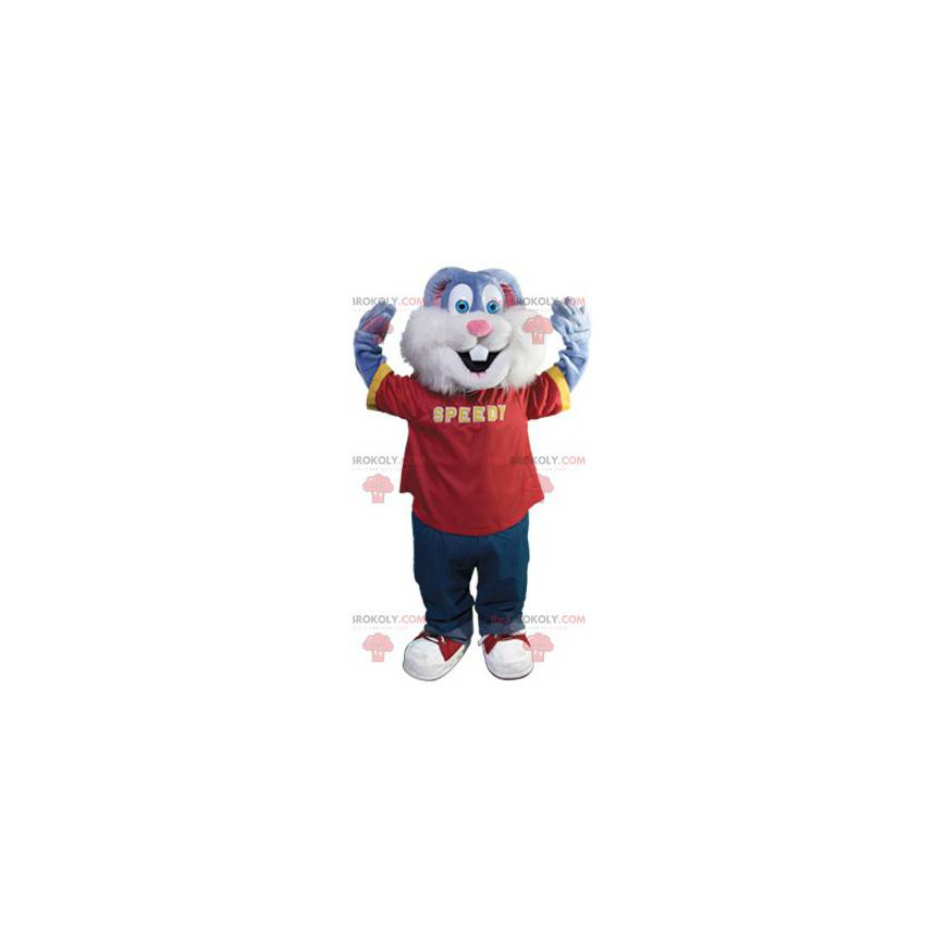 Schattige blauwe konijn mascotte - Redbrokoly.com