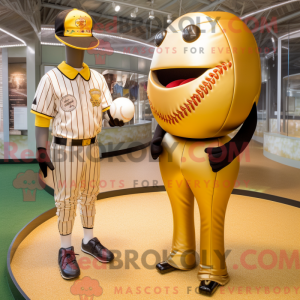 Guld baseballbold maskot...
