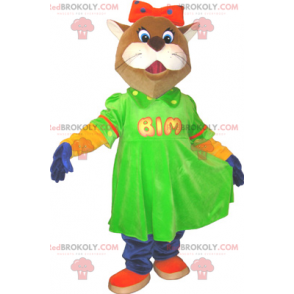 Madame Cat maskot i kjole - Redbrokoly.com
